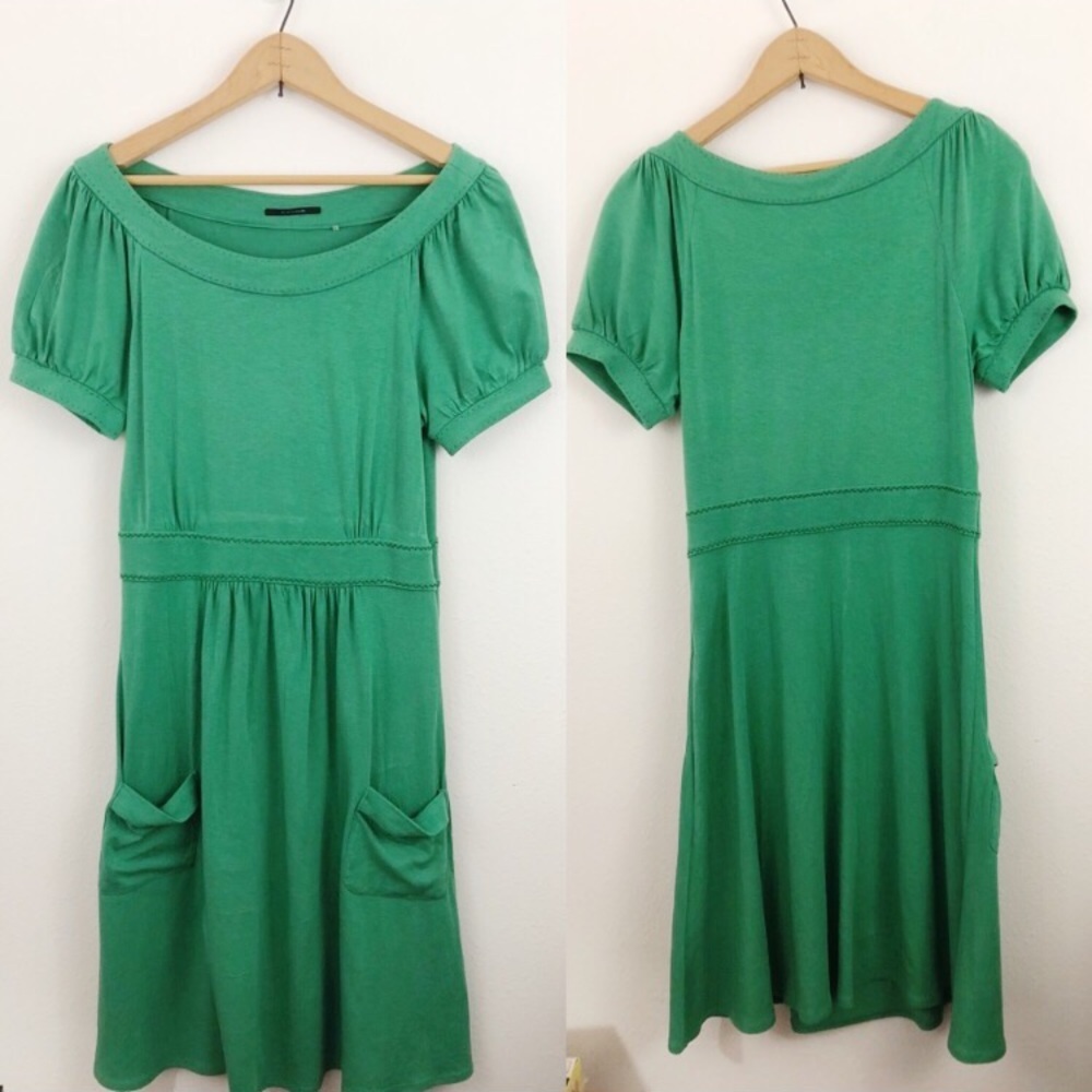 Elie Tahari Green Short Sleeve Cotton Blend Dress Spring St Patrick's Day